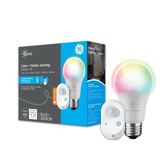 CYNC by GE Starter Kit Full Color 1 Smart Bulb + 1 Motion Sensor - Picture 2 of 14